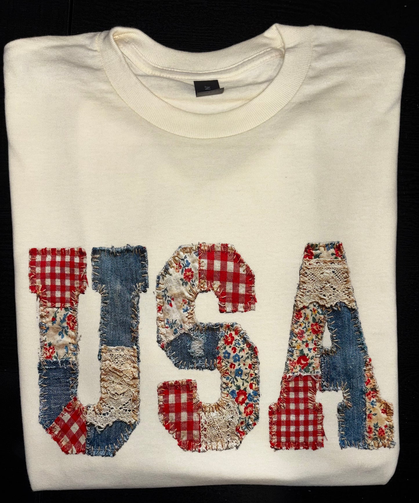 Adult T-Shirt Patchwork USA
