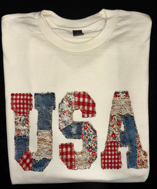 Adult T-Shirt Patchwork USA