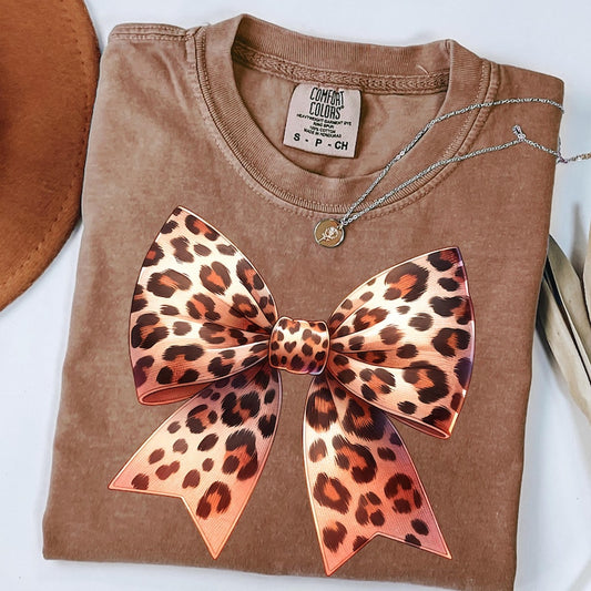 Comfort Color T-shirt Cheetah Print Bow